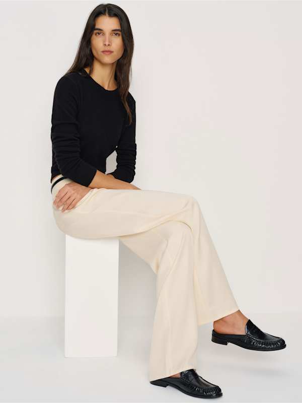 Francine Loafer Mule - Black Crinkle Patent